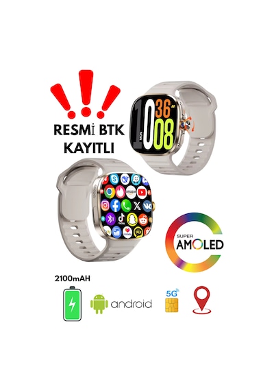 5g Android Akıllı Saat Sım Kartlı Wifi Nfc Gps Amoled Ekran Spor Ve Sağlık Tracker