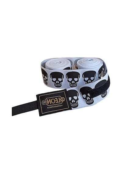 Leon Big Skulls Kuru Kafa 5 Metre Boks Bandajı Beyaz - Gri