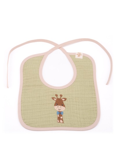 Magnolia Textile Zürafa Figürlü Müslin Bebek Önlüğü Açık Yeşil
