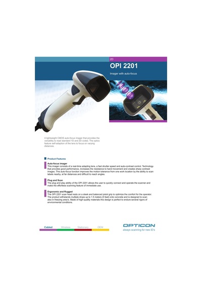 Opticon Opi-2201-Usb Kare Barkod Okuyucu