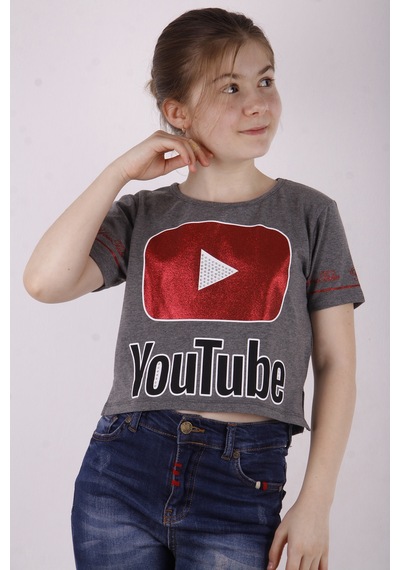 Toontoy Kids Toontoy Kız Çocuk Youtube Baskılı Tişört Antrasit Toontoy Kids Toontoy Kız Çocuk Youtube Baskılı Tişört Antrasit