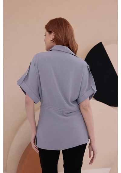 Bbbutikbasic Yarasa Apoletli Spz Model Gömlek Hkn34 gri