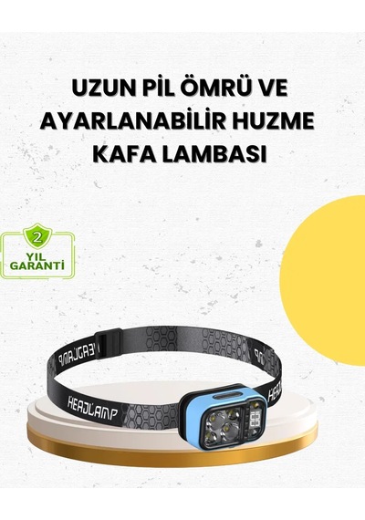 Üç Renkli Led Kafa Feneri 53 Mod Güç Göstergeli Type C Şarjlı Çok Renkli 65531922
