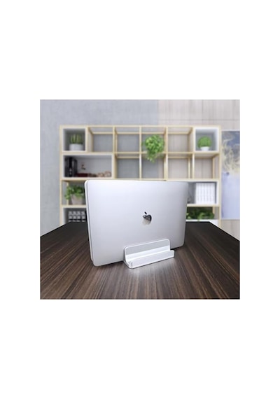 Ergonomik Dikey Laptop Standı, Metal Tasarım, Alüminyum Gümüş 1