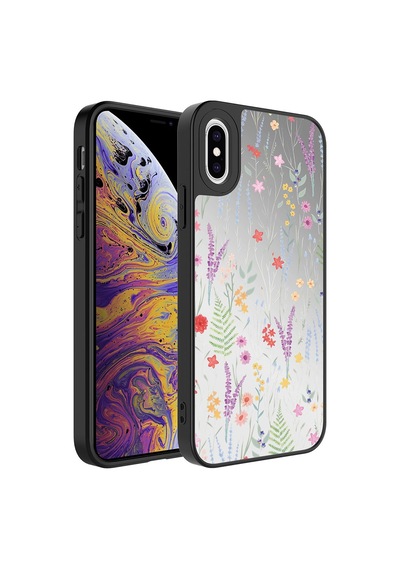 Apple Uyumlu iPhone Xs 5.8 Kılıf Aynalı Desenli Kamera Korumalı Parlak Zore Mirror Kapak
