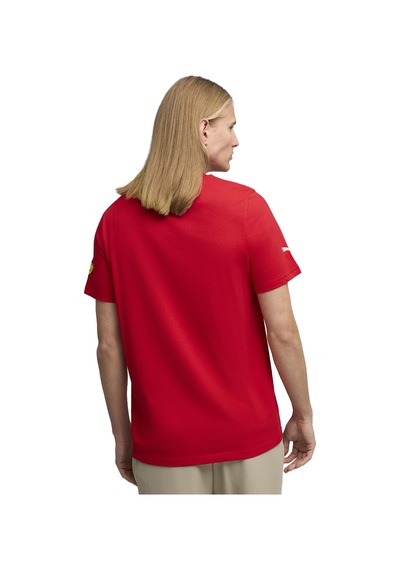 Puma Ferrari Tonal Shield Erkek Kırmızı Günlük Stil T-shirt 63531102 Kırmızı