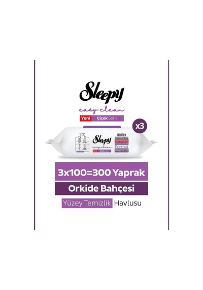 Sleepy Yüzey Temizlik Havlusu 100 Lü Orkide Bahçesi 3 Lü Yeni Ambalaj Beyaz