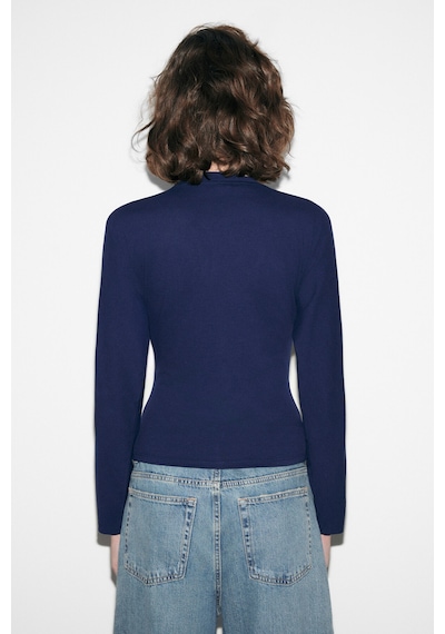 Grımelange Comıno Kadın Yuvarlak Yaka Vücuda Oturan Esnek Kumaşlı Slim Fit Lacivert Bluz Lacivert