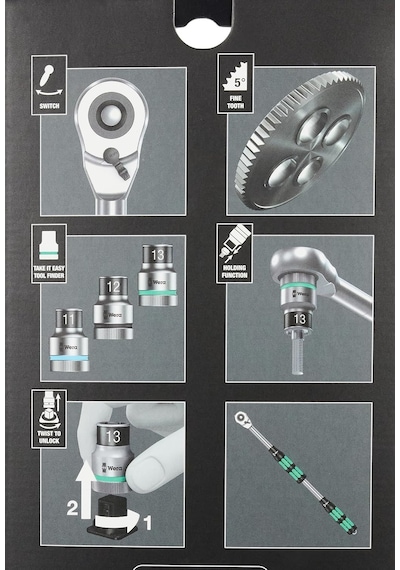 Wera 05004090001 8006 Sc 1 Zyklop Hibrit Cırcır Seti, 1/2 Inç Tah
