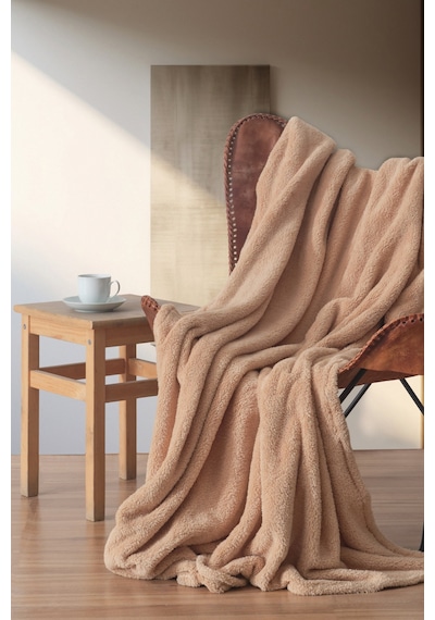 Wellsoft Tv Battaniyesi Peluş Polar Ultra Yumuşak Battaniye 140x170 Cm Bej
