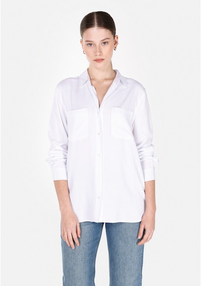 Colin's Colins Regular Fit Shirt Neck Düz Kadın Beyaz Roll-up Gömlek Cl1073413 Q1.v1 Wht Beyaz