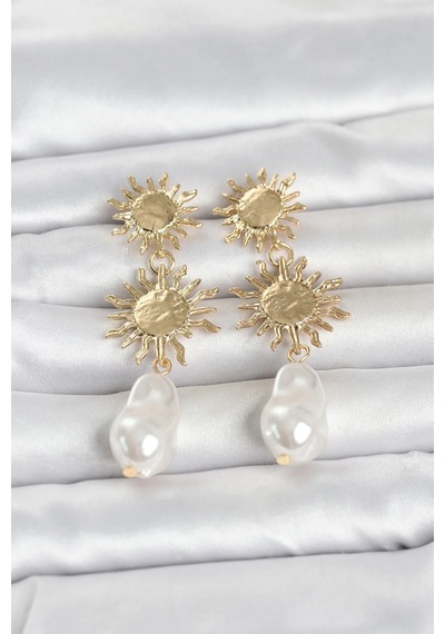 Gold Renk Pirinç Güneş Model Detaylı Kadın Küpe Diğer