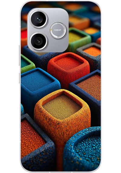 Honor 600 Lite Uyumlu Renkli Kare Puflar Baskılı Silikon Kılıf