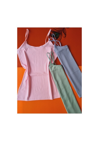 Demirsa Boutique Pamuklu Fitilli İp Askılı Çağla Yeşil, Pembe Ve Mavi Renk Ribana Kadın Atlet 3'lü Pembe-yeşil-mavi Demirsa Boutique Pamuklu Fitilli İp Askılı Çağla Yeşil, Pembe Ve Mavi Renk Ribana Kadın Atlet 3'lü Pembe-yeşil-mavi