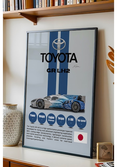 Toyota Gr Lh2 Premium Hidrojen Hiper Araba Tablosu - Teknik Özellikli Otomobil Duvar Dekoru Siyah