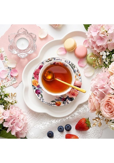 2'li Çay Fincanı Ve Tabağı Seti, 8oz Altın Süslemeli Ve Kaşıklı Çiçekli Çay Bardakları, Porselen İngiliz Kahve Fincanları, Cappuccino Espresso Latte Kupası Parti Doğum Günü Düğün Hediyeleri Çok Renkli 2'li Çay Fincanı Ve Tabağı Seti, 8oz Altın Süslemeli Ve Kaşıklı Çiçekli Çay Bardakları, Porselen İngiliz Kahve Fincanları, Cappuccino Espresso Latte Kupası Parti Doğum Günü Düğün Hediyeleri Çok Renkli
