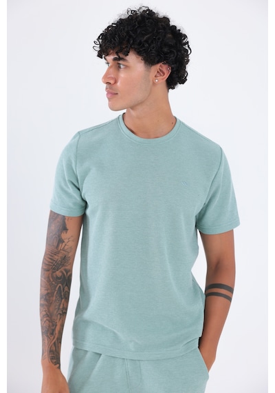 Rowinger Waffle Dokulu Nakış Logo Detaylı Oversize Erkek T-shirt Çağla