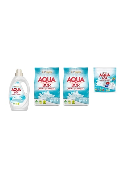 Aquabor Doğal Mineralli Sıvı Beyaz + 4kg Beyaz + 4kg Beyaz + Tablet Set 0.75 LT - 2.5 LT - 12 KG
