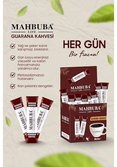 Mahbuba Guarana Özlü Premium  Form Diyet Kahve Gün Boyu Enerji 1 Aylık - 30 Kullanım Net 60 Diğer