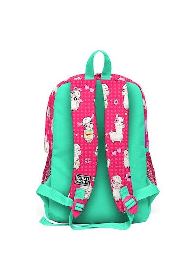 Coral High Kids Neon Mercan Su Yeşili Alpaka Desenli Dört Bölmeli Okul Sırt Çantası 23466