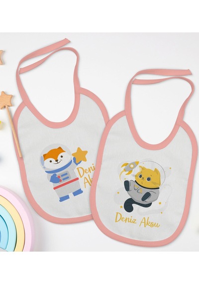 BK Kids Kişiye Özel Sevimli Astronot Tasarımlı 2’li Pembe Mama Ön Pembe