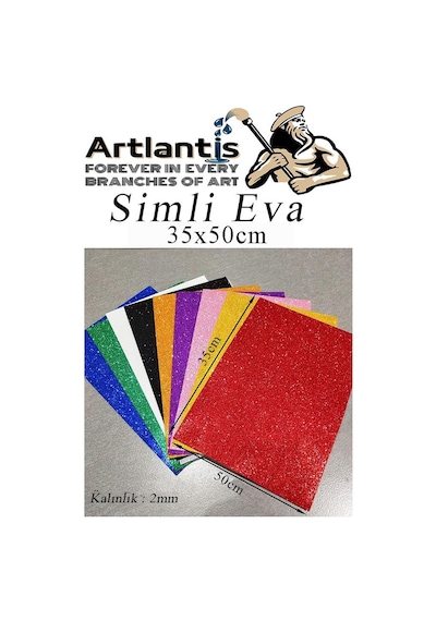 Simli Eva 35x50 Cm 10 Renk 1 Paket Simli Eva Süngeri 10'lu Okul Kreş Anasınıfı Elişi Etkinlikleri