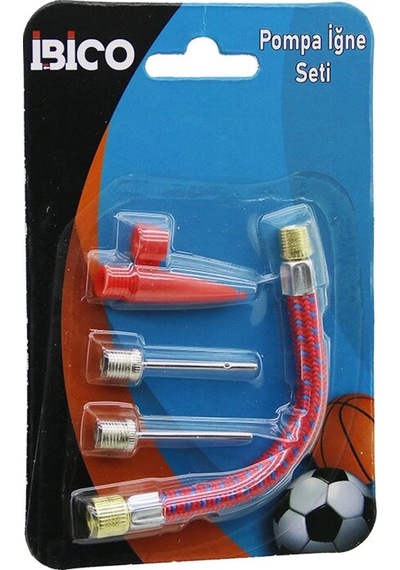 4 Pcs Pompa İğne - Hortum Seti Top - Bisiklet Lastik Şişirme 5545 Çok Renkli