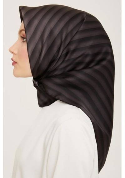 Armine Saf İpek - Twill İpek Eşarp Nostalji Serisi -9150d-88 Siyah