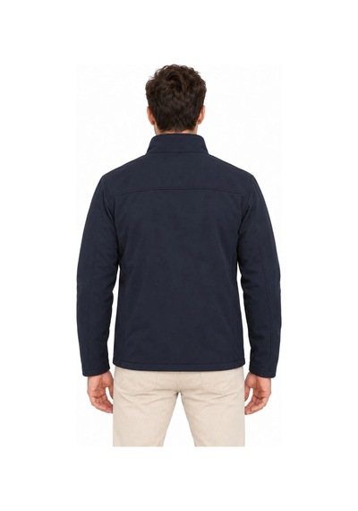 Barlashive Erkek Su Geçirmez Softshell İçi Polar Astarlı Çıkarılabilir Kapüşonlu 4 Cepli Mont Ceket - Lacivert Çok Renkli