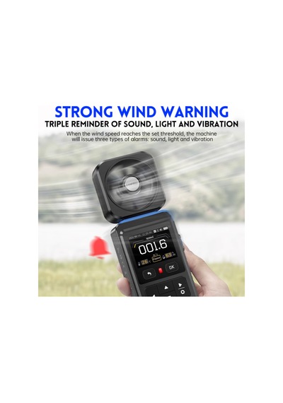 Ximistore9 Fnırsı Fam-02 El Tipi Profesyonel Anemometre - Hız, Sıcaklık, Nem Ölçer - 8 Kanatlı Tüpler - Renkli Ekran - Uyarı Fonksiyonu
