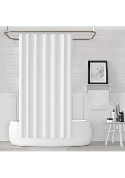 Beyaz Polyester Kumaş Büyük Boy Banyo Perdesi 240x200cm Yerli Üre Çok Renkli