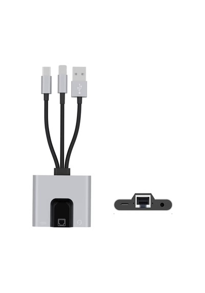 Lexroo Type-c - Rj45 Ethernet Adaptörü & 3.5mm Ses Girişli Pd Şarj Destekli Usb-c Hub/docking