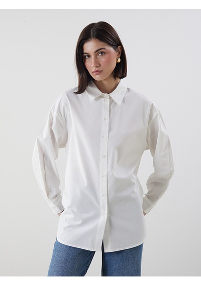 Lcw Modest Ekru Askılı Cüzdan Detaylı Oversize Kadın Gömlek Tunik