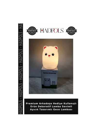 Premium Arkadaşa Hediye Kullanışlı Ürün Dekoratif Lamba Sevimli Ayıcık Tasarımlı Gece Lambası Çok Renkli