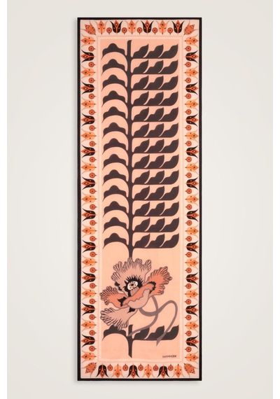 İmannooor Kufi Gri-somon Floş Pamuk Şal 70x210
