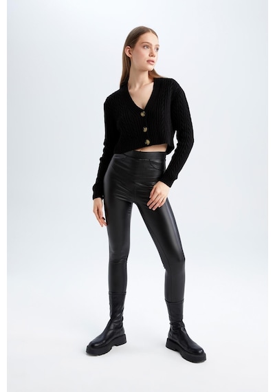 Defacto Coool Regular Fit V Yaka Hırka Siyah