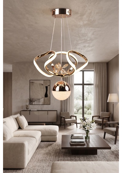 Dron 3 Lü Modern Ledli Avize 3 Renk Power Ledli Gold Kaplama Çoçuk Odası Yatak Odası Mutfak