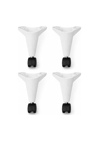 Store Tekerlekli Sehpa Ayağı 20 Cm 360 Derece 4 Adet Beyaz Ayak Beyaz