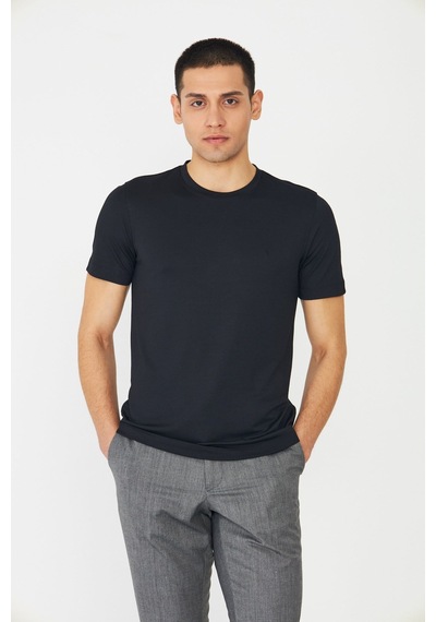 Siyah Bisiklet Yaka Basic T-shirt Siyah