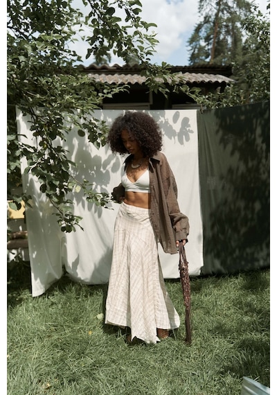 Mai Collection Mai Studios Co. Syaritta Oversize Kahve Transparan Gömlek Kahve