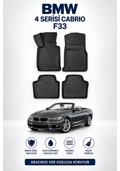 Bmw 4 Serisi F33 Cabrio 2017 Karbon Desenli Premium 3d Havuzlu Oto Paspas 4 Parça