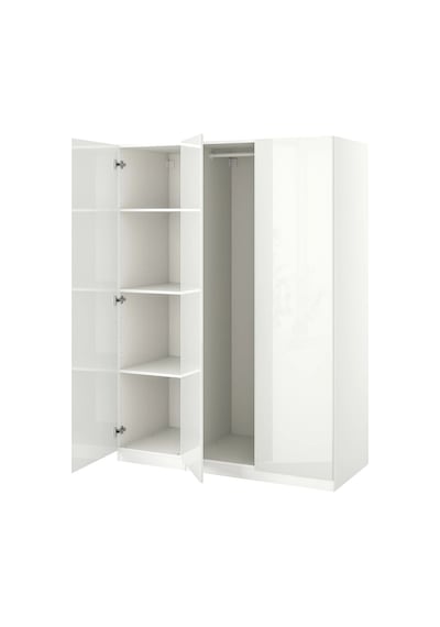Ikea Beyaz Geniş Kapaklı Gardırop Beyaz-parlak Cila Beyaz