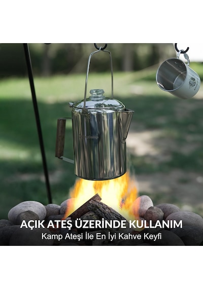 Kingcamp Percolator Coffee Pot Çelik Kahve Demleme Seti Gümüş