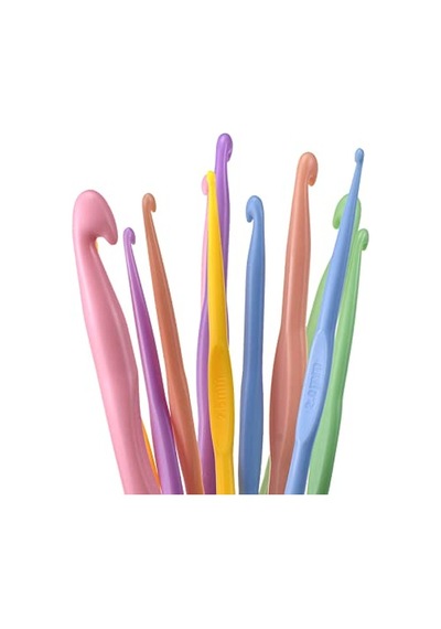 Ayrex Aelike Plastik Tığ Kancası, Seyahat İçin, Ergonomik Set, Artritik Eller İçin, 12'li Paket 2 10 Mm Plastik