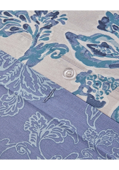 English Home Curioleaf Pamuk Çift Kişilik Çarşaflı Nevresim Takımı 200x220 Cm Mavi - Bej Mavi - Bej