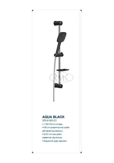 Sukar Sürgülü Duş Seti Siyah Aqua Black Siyah