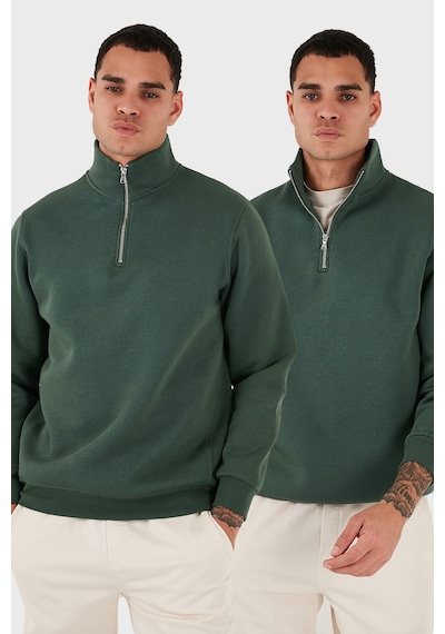 Buratti Pamuklu Regular Fit Dik Yaka 2'Li Paket Erkek Sweat 59052592S2 Nefti-Nefti