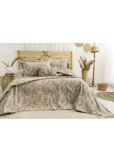 Valencia 4 Parça Çift Kişilik Yatak Örtüsü Seti Kahverengi 240 X 260 Cm Kahverengi