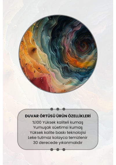 Renkli Spiral Desenli Duvar Halısı Duvar Örtüsü Tapestry Süet Dokulu Kumaş