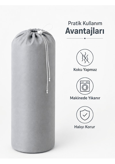 Beylini 40x125 Halı Hurcu Yolluk Sığar Lastikli Nefes Alabilir Kokmaz Tela Lastikli Halı Kılıfı Poşeti Ambalajı Taşınma Yastık Saklama Torbası Gri 2 Adet